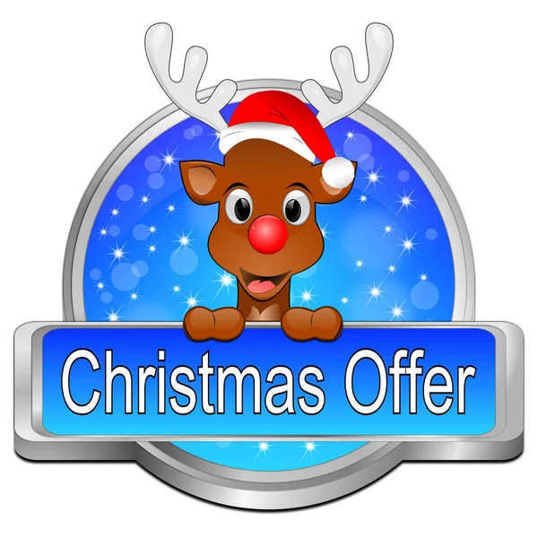 Glossy Blue Christmas Offer Button Illustration — Stock Photo, Image