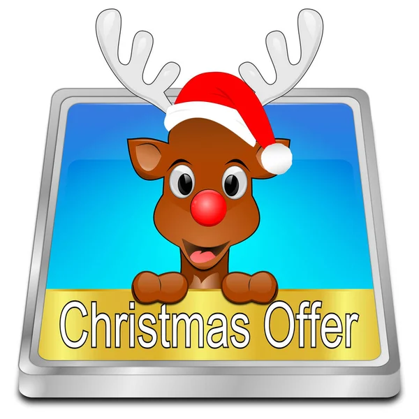Glossy Blue Christmas Offer Button Illustration — Stock Photo, Image