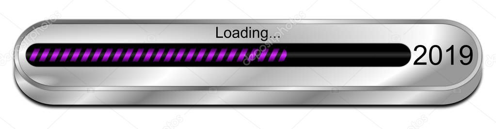 silver purple 2019 Loading bar - 3D illustration