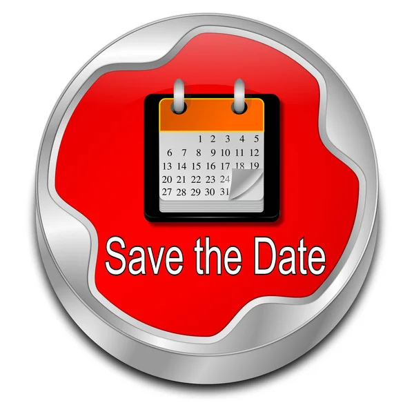 red Save the Date Button - 3D illustration