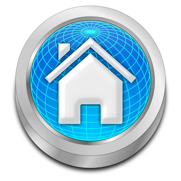Botão Azul Brilhante Decorativo Home Ilustração — Fotografia de Stock