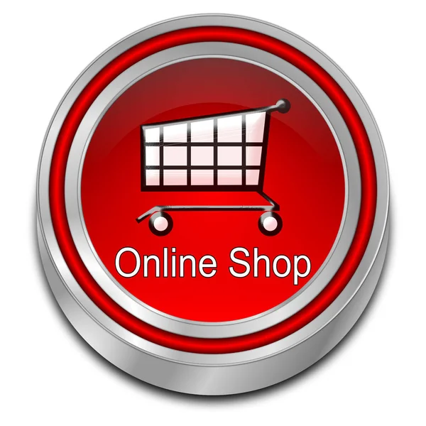 Modern Kırmızı Online Shop Düğmesi Çizim — Stok fotoğraf