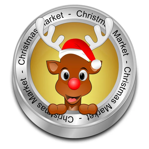 Golden Christmas Market Reindeer Illustration — Stock Photo, Image