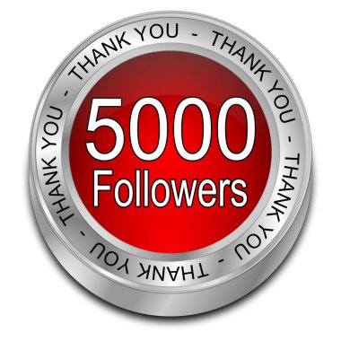 Kırmızı 5000 takipçileri - 3d çizim teşekkür ederim