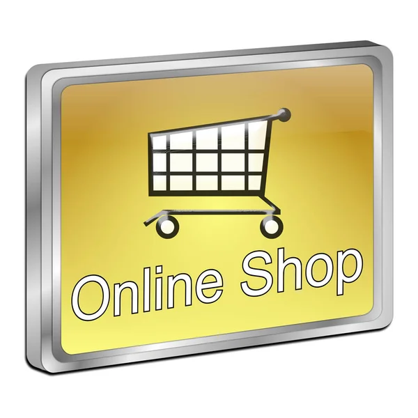 Golden Online Shop Button Illustration — стоковое фото