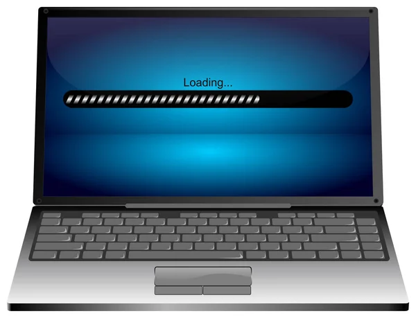 Laptop Computer Silver Loading Bar Blue Desktop Illustration — Stock Photo, Image