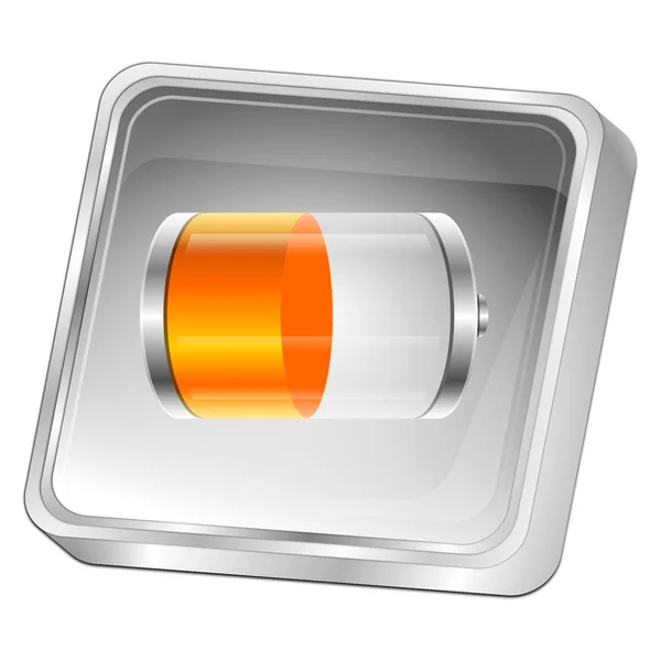 Zilveren Oranje Batterij Knop Illustratie — Stockfoto