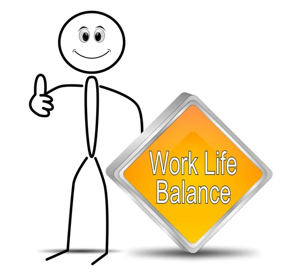 Stickman Avec Bouton Orange Work Life Balance Illustration — Photo