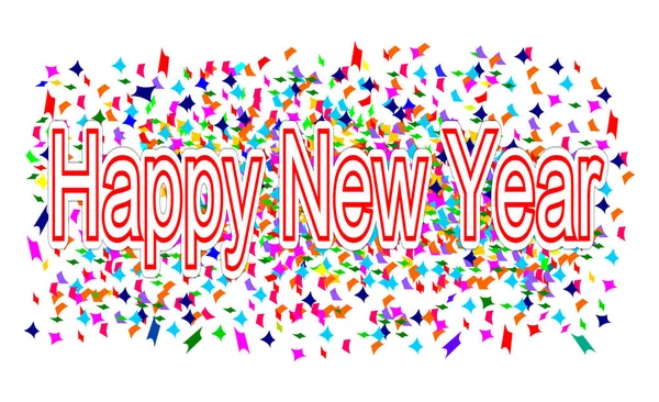 Red Happy New Year Colorful Confetti Illustration — Stock Photo, Image
