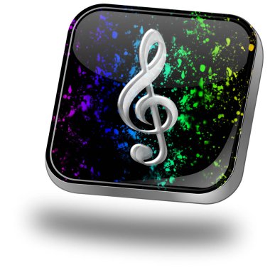 nota anahtarı - 3d çizim ile renkli müzik düğmesi