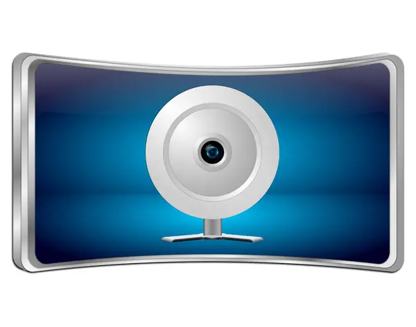 Pulsante Blu Con Webcam Illustrazione — Foto Stock