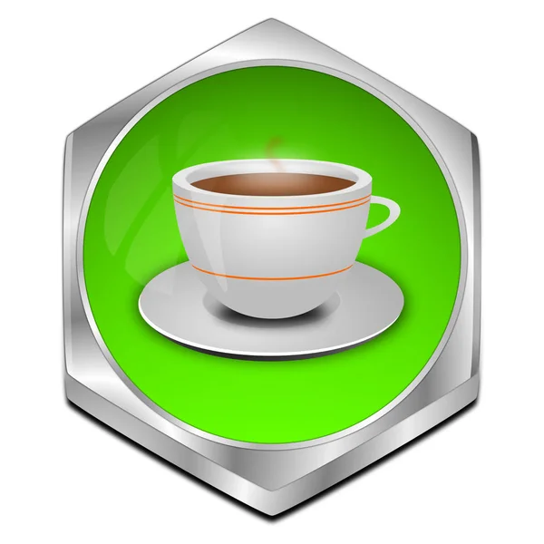 green Button with a Cup of Coffee - 3D illustration