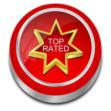 Modern kırmızı tepe puanlarına düğme - 3d çizim