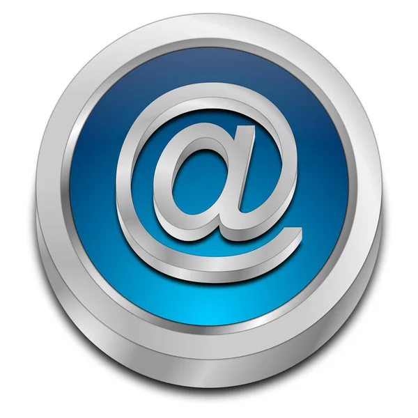 蓝色电子邮件按钮 3D插图 — 图库照片