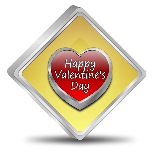 Golden Happy Valentine Day Button Illustration — Stock Photo, Image