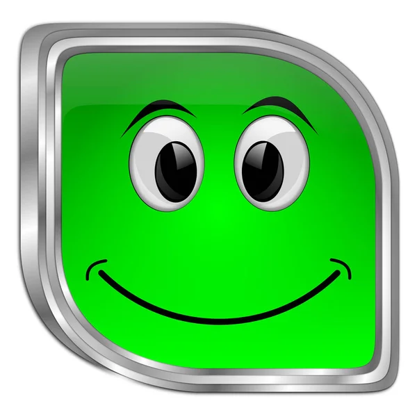 green Button with smiling face - 3D illustration