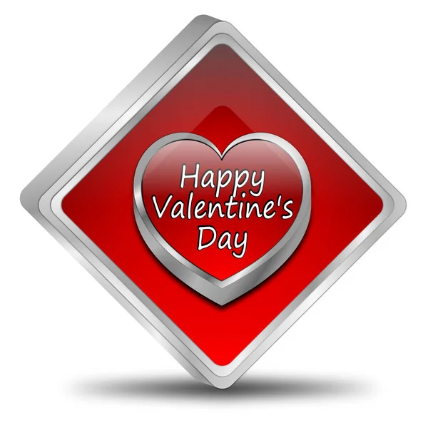 Glossy Red Happy Valentine Day Button Illustration — Stock Photo, Image