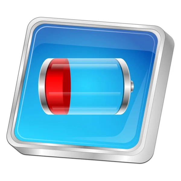 Glossy Blue Battery Button Illustration — Stock Photo, Image