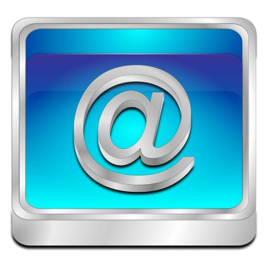 mavi E- posta Düğmesi - 3B illüstrasyon 