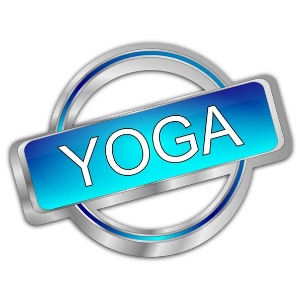 Argent Brillant Bleu Yoga Bouton Illustration — Photo