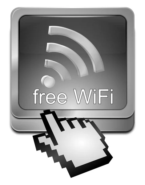 Silver Free Wireless Wifi Button Cursor Illustration — Stock Photo, Image