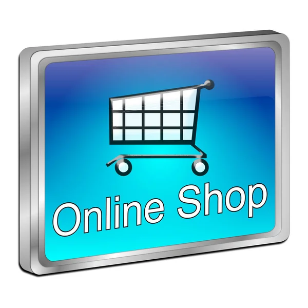 Parlak Mavi Online Shop Düğme Çizim — Stok fotoğraf