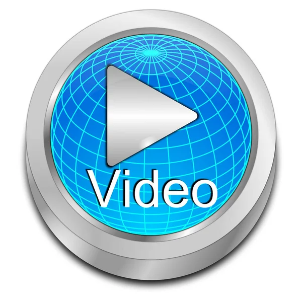 Glossy Blue Play Video Button Illustration — Stock Photo, Image