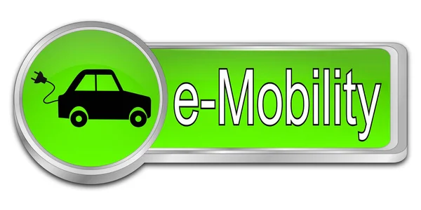 green e-Mobility Button - 3D illustration