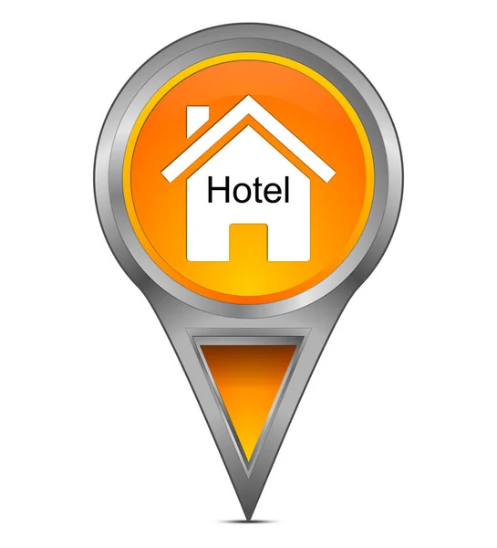 Orangefarbener Kartenzeiger Mit Hotelsymbol — Stockfoto