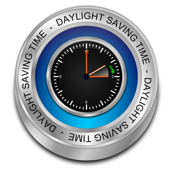 Decoratieve Zilveren Blauwe Daylight Saving Time Knop Illustratie — Stockfoto