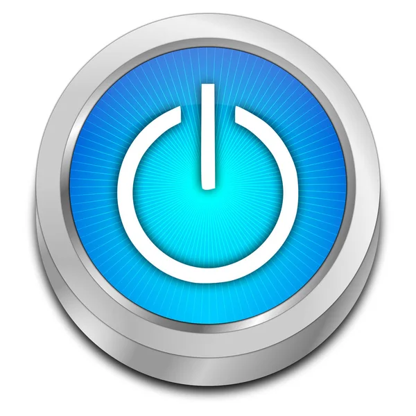 Decorative Glossy Blue Power Button Illustration — Stock Photo, Image