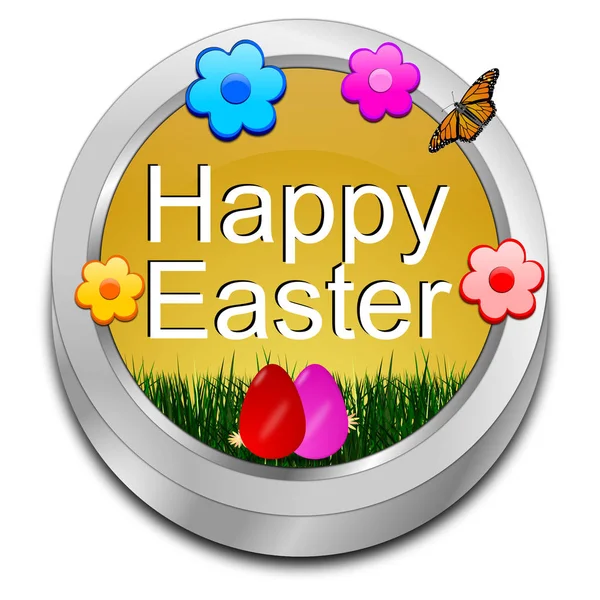 Oro Feliz Pascua Botón Ilustración — Foto de Stock