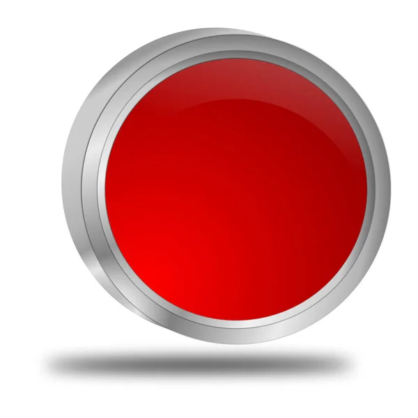 Red Blank Button White Background Illustration — Stock Photo, Image