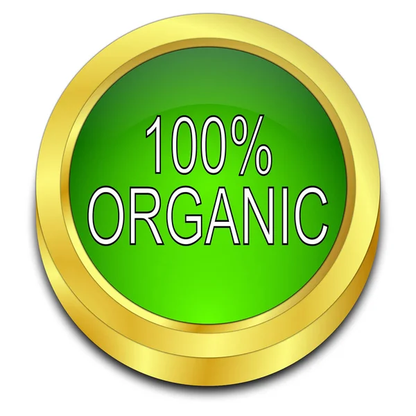 100 Percent Organic Button Illustration — Stock Photo, Image