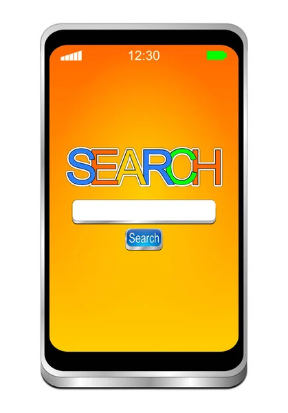 Smartphone Med Internet Sökmotor Orange Desktop Illustration — Stockfoto