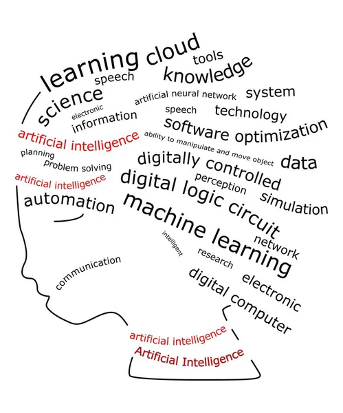 Decorative Artificial Intelligence Wordcloud Illustration — Stock Photo, Image