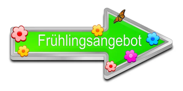Zielona Wiosna Oferta Przycisk Strzałki Języku Niemieckim Ilustracji — Zdjęcie stockowe