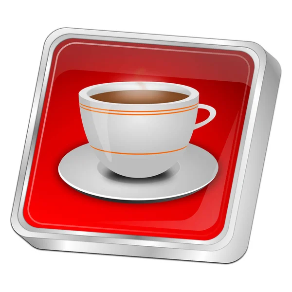 red Button with a Cup of Coffee - 3D illustration