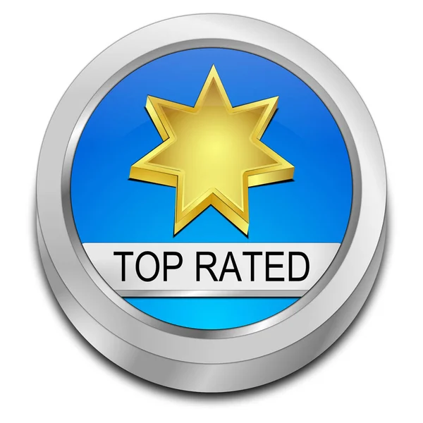 blue Top Rated Button - 3D illustration