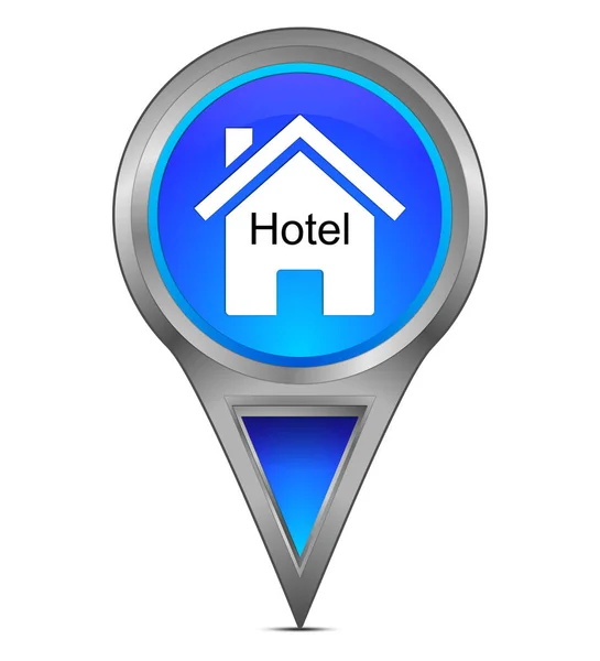 Blue Map Pointer Hotel Symbol Illustration — Stock Photo, Image