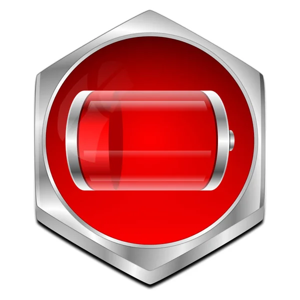 Botão Bateria Vermelho Brilhante Ilustração — Fotografia de Stock