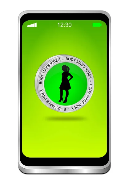 Zelená Smartphone Bmi Body Mass Index Button Ilustrace — Stock fotografie