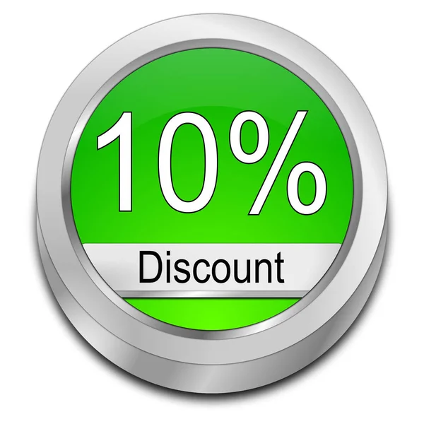 Green Ten Percent Discount Button Illustration — Stock Photo, Image