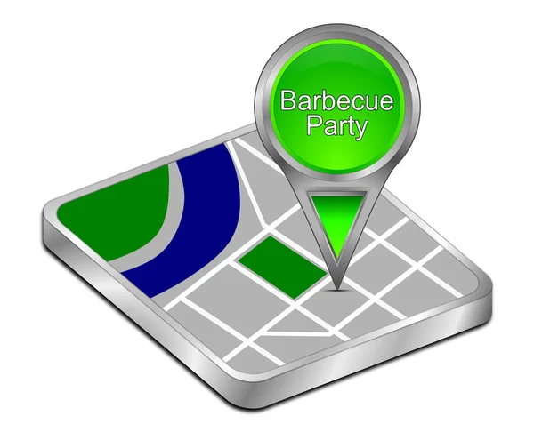 Groene Kaart Aanwijzer Met Barbecue Party Illustratie — Stockfoto
