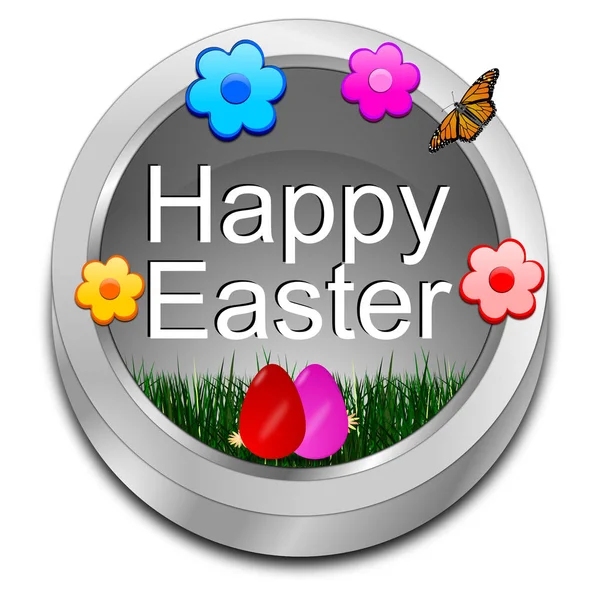 Silber Glückliche Ostern Taste Auf Weißem Hintergrund Illustration — Stockfoto