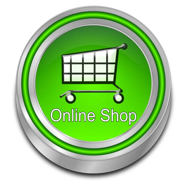 Modern Green Online Shop Button Illustration — Stock Photo, Image