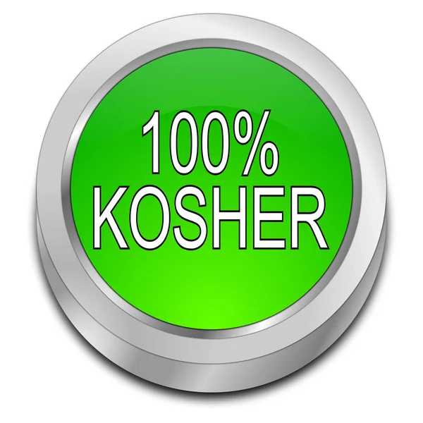 green hundred percent Kosher Button - 3D illustration