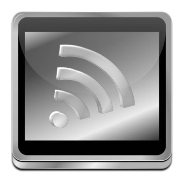 Gümüş ücretsiz kablosuz WiFi düğmesi-3D illüstrasyon