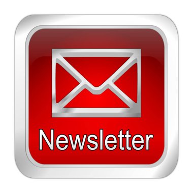 kırmızı Haber Bülteni Düğmesi - 3B illüstrasyon