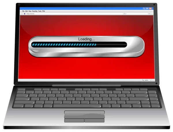 Laptop Computer Blue Loading Bar Red Desktop Illustration — Stock Photo, Image